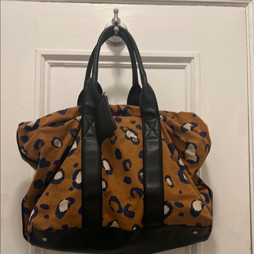 Leopard Print Tote Bag with Black Accents